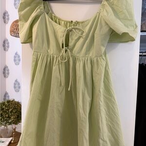 Light Green Puff Sleeve Dress